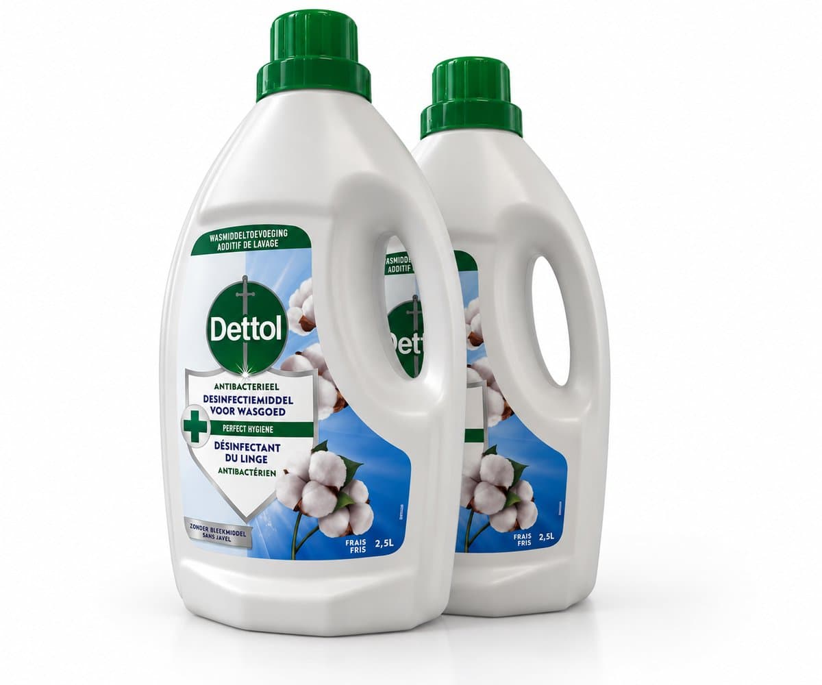 Dettol Antibacterieel Wasmiddeltoevoeging – Wasgoed Desinfectiemiddel – Fris – 2 x 2,5 L — afbeelding 1