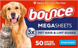 Bounce Pet Hair and Lint Guard Mega Dryer Sheets - Droogtrommeldoekjes - 50 stuks — thumbnail 1