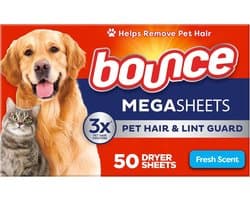 Bounce Pet Hair and Lint Guard Mega Dryer Sheets - Droogtrommeldoekjes - 50 stuks