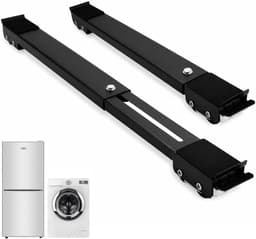 Set van 2 meubelwielen, plat, onderstel voor wasmachine met verstelbare meubelwielen, geschikt voor koelkasten, banken en kasten, maximale belasting 200 kg (zwart) — thumbnail 1