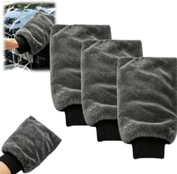Washandschoen - Schoonmaakhandschoen voor auto, keuken en badkamer - Streeploos schoonmaken voor lak, glas en tegels - Zacht, absorberend, wasbaar en herbruikbaar — thumbnail 1