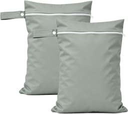 Set van 2 natte zakken, wetbag, zwemspullen, tas voor natte badspullen, dry bag, kleuterschool, waszak, grijs — thumbnail 1