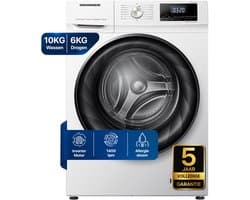 Heinner HWDM-H10614A Was-droogcombinatie - 10 kg Wasmachine / 6 kg Droger - 1400 tpm - Energieklasse A/D - Stoomfunctie - Anti-Allergie Programma - Woolmark Wol Programma - Inverter Motor - 5 Jaar Garantie
