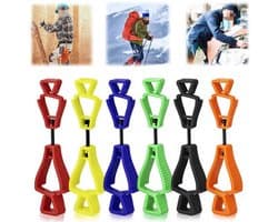 Handschoenclip in 6 kleuren – Uitrustingsclip – Opbergclip – Karabijnhaak – Clip met dubbele sluiting – Geschikt voor het ophangen van handschoenen