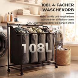 Wasmand - mand voor vuile kleren - wasmand op wielen - speelgoedopbergmand - mand voor kledingindeling - extra groot, diep - gemakkelijk te sorteren - slijtvast - opbergaccessoires - geschikt voor wasruimte, badkamer, balkon (zwart, 86*82cm) — thumbnail 3