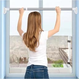 1 stuk - Uitschuifbare waslijn - Geen boren nodig - Verdikt roestvrij staal - Uitschuifbare waslijn voor balkon - Douchegordijnstang - Gordijnstang - Kledingstang - Kledinghanger - Buisdiameter 25 mm - Lengte 50-80 cm — thumbnail 1