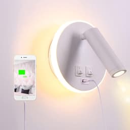 Draaibare Wandlamp Slaapkamer USB-laadstation Spot Slaapkamer Leeslamp 3000K (3W + 9W) — thumbnail 1