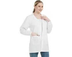 Jas, laboratoriumjas, doktersjas, doktersjas, voor vrouwen, witte jas voor dames, geschikt voor studenten, wetenschappelijk laboratorium, verpleegster, cosplay, katoenen jas, wit, M