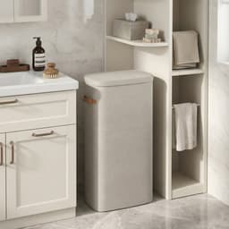 HHHK - Wasmand 65L - Beige - 32x39x75cm - Wasmand met Deksel - Waszak - Uitneembare Waszak - Laundry Basket - Wassorteerder — thumbnail 5