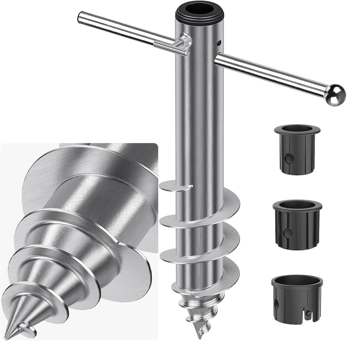 Parasol Grondanker - Afneembare Handgreep - 42 cm - Stabiele Grondhouder voor 3-5 cm Paal - Voor Tuin en Strand — afbeelding 1