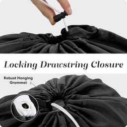 Nylon XL waszak, grote inhoud met afsluitbaar trekkoord, machinewasbaar, past in wasmand of kledingmand, geschikt voor twee ladingen kleding (zwart, 30" x 40") — thumbnail 4