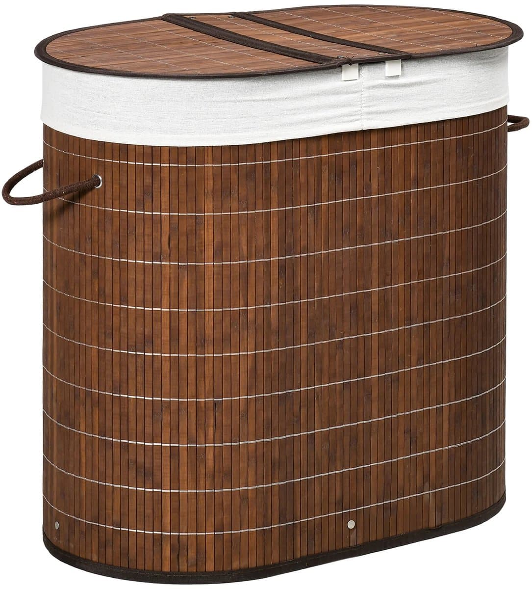Vedder House - Wasmand - Wasmand met deksel - 2 vakken - Bamboe - Opvouwbaar - 100 liter — afbeelding 1