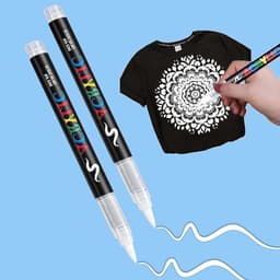 2 stuks witte textielstiften wasmachinebestendig zachte pen 1-6mm textielmarker lichtvast en watervaste stiften textielverf stofmalstiften om te schilderen op stof. — thumbnail 1