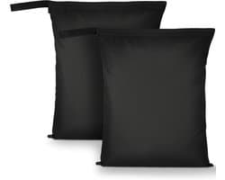 2 Stuks Natte Droge Zakken, Natte Dry Bag Waterdichte Reistas, Stoffen Luier Natte Zak met Handvat & Rits, Wasbare Reistas Organizer Yogatas voor Natte Zwemkleding, Sportschool, Strand (Zwart)