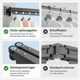 YQLAFT droogrek inklapbaar - droogrek 126cm - wasrek inklapbaar - 180° draaibare armen en 360° verstelbare scharnieren - Ideaal voor kleine woningen - droogrek hangend - Wasrek hangend - wanddroogrek - Kledingrek - Grijs — thumbnail 5