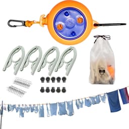 Intrekbare Waslijn - Kleding Touw - Buiten Drogen - Roestvrij Staal - 10 Meter - Meerkleurig — thumbnail 5