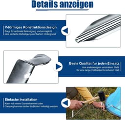 Grondanker - Verzinkt Staal - 30 cm - 10 Stuks V-Profiel Haringen met Oogje - Voor Kamperen en Tentbevestiging — thumbnail 5