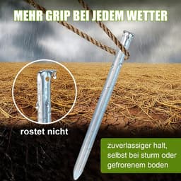 Grondanker - Staal - 30 cm - V-vormige Stevige Tentharingen met Oog - Voor Tent en Outdoorgebruik — thumbnail 3