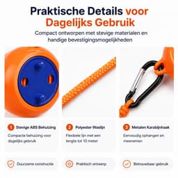 Drooglijn 10m - Oprolbaar - 20 Hangers & 10 Clips - Voor Camping & Thuis — thumbnail 2