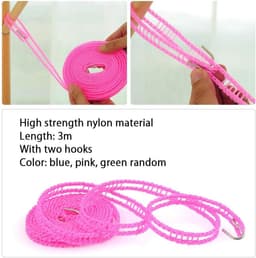 Waslijn uittrekbaar - Zwart - 180-360 cm - Elastisch met Klemmen en Haken - Voor Camping en Reizen — thumbnail 5