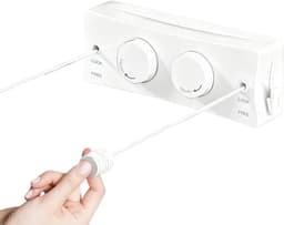5,1 m waslijn, uittrekbaar, roestvrij stalen touw: witte waslijn, uittrekbaar, dubbel, draagbare wandwaslijn, wandmontage, dubbel touw, anti-doorhangend intrekbare waslijn, voor bijkeuken en — thumbnail 1