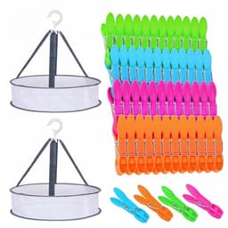 Wasknijpers 60 stuks - Wasknijpermandje - Wasknijpers kunststof - Kleine wasknijpers - Kleurige clips - Geschikt voor binnen/buiten - Wasclips — thumbnail 1