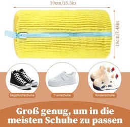 2 stuks schoenwaszakken, waszak, waszak, verbeterde schoenentas, multifunctionele bescherming, schoenwaszak voor wasmachine, anti-vervorming, sneakers, waszak, herbruikbare schoenen, waszak (geel) — thumbnail 5