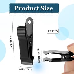 SnelShoppen - 12 Stuks Metal Clips Mini Klemmen 1.2 cm Zwarte Non-Slip Klemmen voor Gordijnen, Kleding, Foto's, Snacks en Creatieve Projecten — thumbnail 3