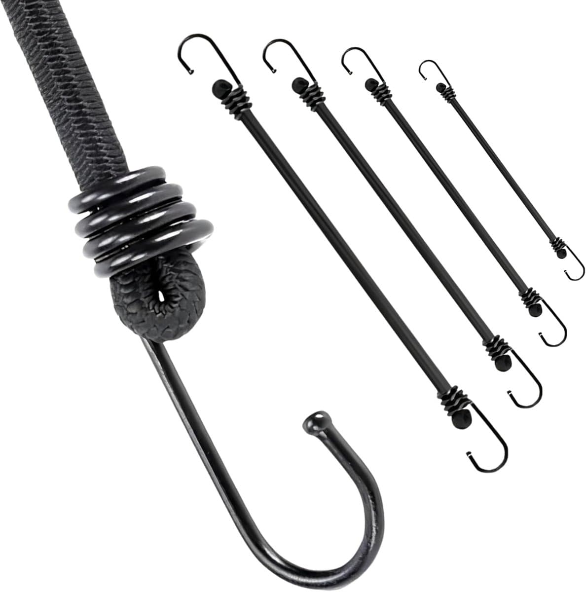 SnelShoppen - Stevige Bungeekoorden Set van 10 - 50 cm Versterkte Haken - Duurzaam, UV-bestendig, Voor Camping, Vracht, Buitengebruik - Flexibele Ladi — afbeelding 1