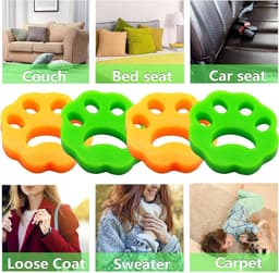 SnelShoppen - Set van 4 Dierenharen Verwijderaars voor Wasmachine - 2 Groene + 2 Gele Haarvangers - Cirkel en Bloem Vorm - Herbruikbaar en Effectief v — thumbnail 4