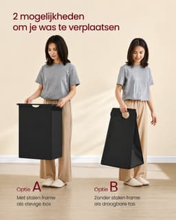 uJOY Wasverzamelaar met 2 planken - Ruime waszak - Uitschuifbare en uitneembare waszak - Stabiel ontwerp - Ruimtebesparend — thumbnail 3