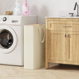 heupwasmand - Narrow Laundry Basket - Wit - Vouwbaar - Handgrepen - Voor Kleine Ruimtes — thumbnail 3