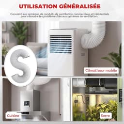 Draagbare airconditioningslang, 100 mm, flexibele ventilatieslang van PVC en aluminium, geschikt voor afzuigventilatoren, airconditioners, drogers en afzuigkappen,Wit 1m — thumbnail 4