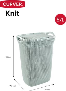 Curver Knit Wasmand met deksel - 57L - Misty Blue — thumbnail 2