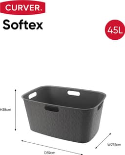 Curver Softex Wasmand - 45 liter - 57x37x27cm - Antraciet — thumbnail 2