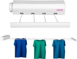 Intrekbare waslijn, binnenwaslijn, telescopische waslijn, draagbare telescopische waslijn, kledingdrooglijn, hanger voor binnen- en buitenbenodigdheden (vier touwen) — thumbnail 1