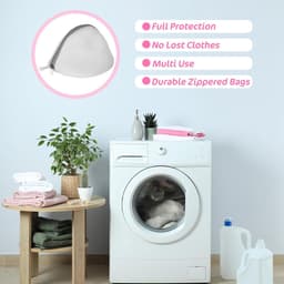 Bobypet - Wasnet Beha voor Wasmachine - Set van 2 - 18 x 15 cm - Halfronde BH Waszakken met Stevige Metalen Rits - Fijnmazig - Voor Bescherming van Beha's en Lingierie - Wit — thumbnail 3