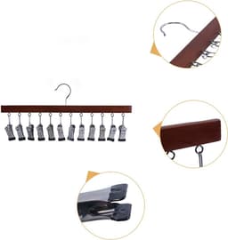 Massief houten haakclip, houten waslijn met 12 clip voor jeans Rokken sokken broekhangers 38x21cm — thumbnail 4