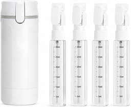 4-in-1 reisdispenser, reisdispenser om te vullen, lekvrij, geschikt voor toilettas en reisflessen, biedt ruimte voor shampoo, lotion, spoeling, douchegel enz. (wit) — thumbnail 1
