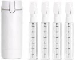 4-in-1 reisdispenser, reisdispenser om te vullen, lekvrij, geschikt voor toilettas en reisflessen, biedt ruimte voor shampoo, lotion, spoeling, douchegel enz. (wit)