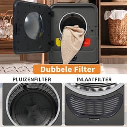 Mini Wasdroger - Wanddroger - Compacte Droger - Droogtrommel - 830W - 5 Programma's - 4.5kg - PTC Verwarming - Wandmontage - Appartement - 49,5cm - 1 Stuk - Zwart — thumbnail 5