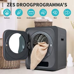 Mini Wasdroger - Compacte Afvoerdroger - 3kg - UV-Desinfectie - 6 Programma's - RVS Trommel - Kleine Ruimtes - 62x52x46cm - 850W — thumbnail 4
