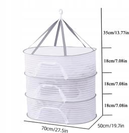 Multifunctioneel Droognet - Hangend Kruiden Droogrek - 3 Lagen - 70x50 cm - Ophangbaar - met Rits - Ruimtebesparend - Voor Kruiden Bloemen en Kleding - Balkon — thumbnail 4