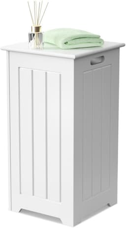 SureDeal® - Wasmand - Wasserij Kast Vrijstaande - Bovendeksel Eigentijdse Stijl - 30x30x61 cm - Wit — thumbnail 3
