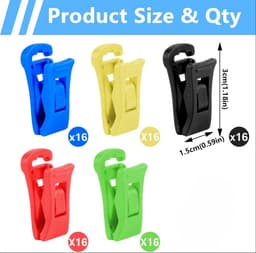 Set van 80 sokkenclips voor wasmachine en droger, kleurrijke sokkenclips, antislip sokkenclips met haken, sokkenhouders, sokkenwasorganizer, sokkensorteerder — thumbnail 2