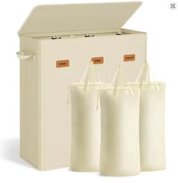 LeeuwenChoice® Wasmand Met 3 Compartimenten - 160 L - Met Deksel - 5 labels - Uitneembare & Wasbare Binnenzak — thumbnail 2