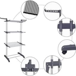Seth Select Opvouwbaar Wasrek met 3 Niveaus – Droogrek met Zijvleugels voor Binnen en Buiten – Groot Wasdroogrek voor Kleding en Wasgoed — thumbnail 5