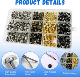SnelShoppen - 500 Stuks Mini Brads Patroon Tas Clips Rond Hoofd Klemmen voor School Kantoor Papier - Multifunctionele Kleurige Klemmen in 4 Kleuren en — thumbnail 5
