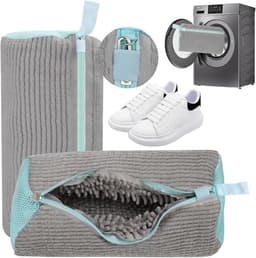 SnelShoppen - Set van 2 Schoenwaszakken, Waszak, Herbruikbaar, Robuuste Waszak, 40 x 20 cm, Met Rits, Perfect voor Schoenbescherming, Grijs — thumbnail 1