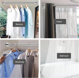 1-delige set - Kledingdroogrek - Telescopisch rek met veer van roestvrij staal - Uitschuifbare stang met veer - 304 roestvrij staal - Geen boren of schroeven nodig - Geschikt voor kledingkasten, balkons, badkamers en keukenkastjes-55 tot 85 cm-Zilver — thumbnail 4